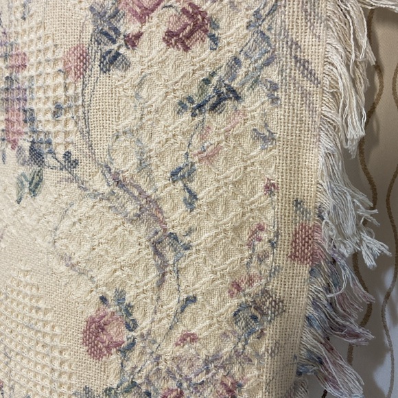 Vintage Throw Blanket Afghan Woven Cotton Shabby - Picture 4 of 8